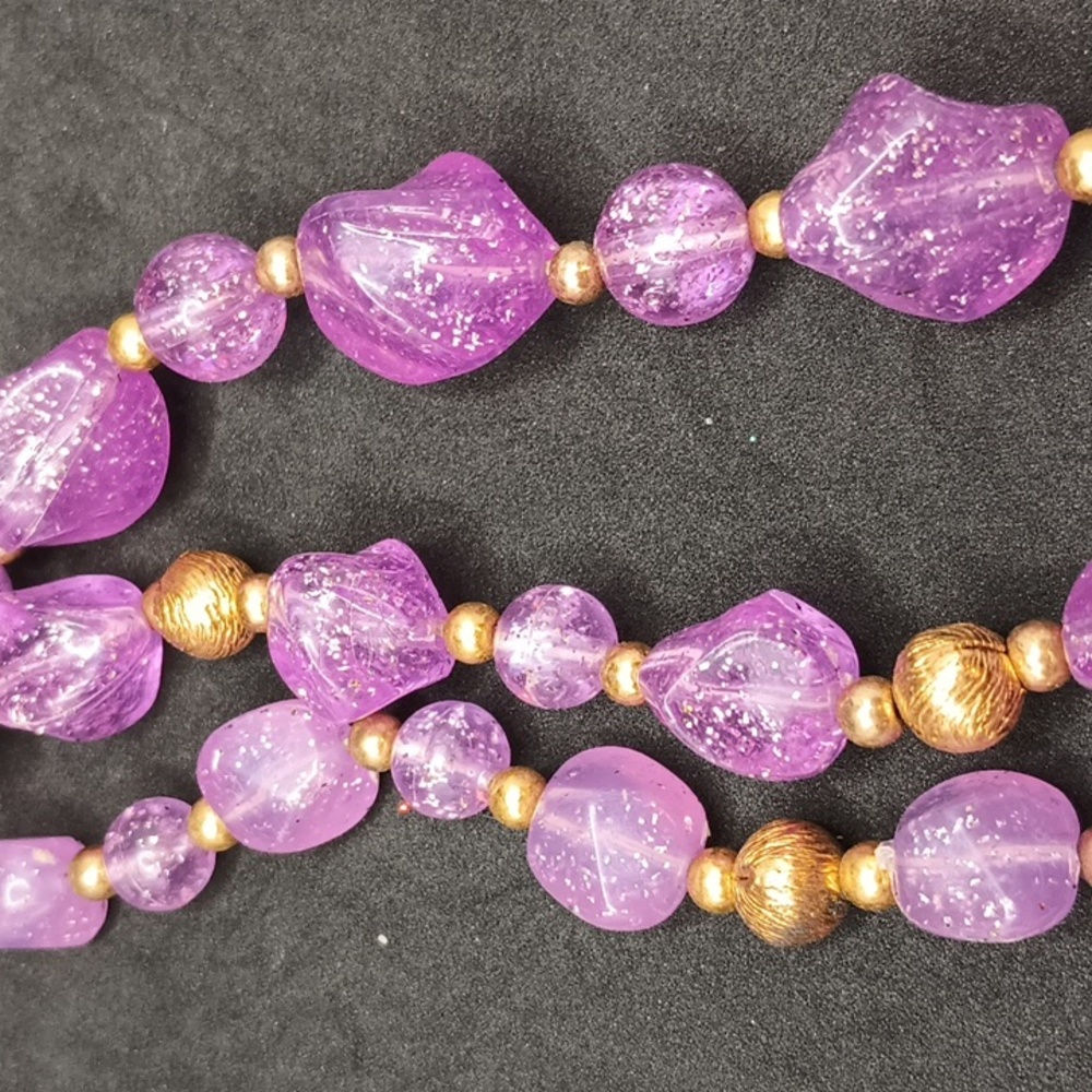Vintage Purple and Gold Multi-Strand Necklace - Picture 3 of 4